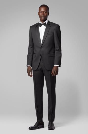 Spodnie BOSS Slim Fit Formal Czarne Męskie (Pl55689)